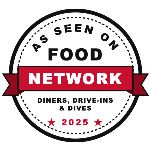 As seen on Food Network — Diners, Drive-Ins and Dives, 2025 (opens in new window)